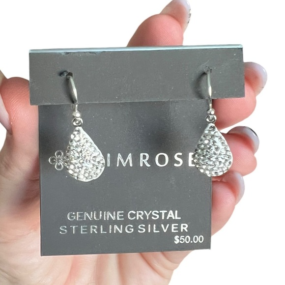 Primrose Sterling Silver Crystal Teardrop Fishhook Earrings - Picture 2 of 4
